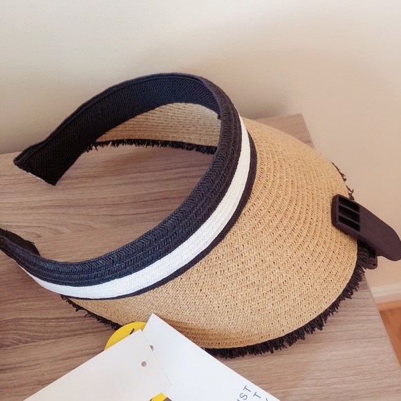 August Hat Colorblocked Straw Visor Womens Hat - Picture 2 of 3